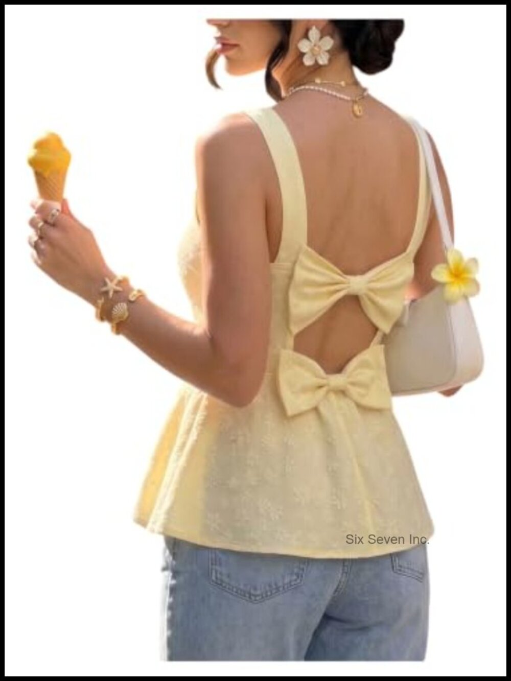 Floral Embroidered Peplum Cami Top Sleeveless Open Back Blouse